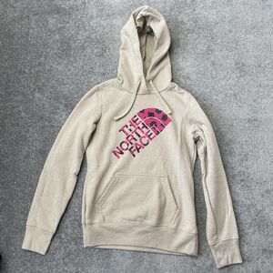 The North Face Hoodie Womens Small Beige Hooded Sweatshirt Pullover Sweater